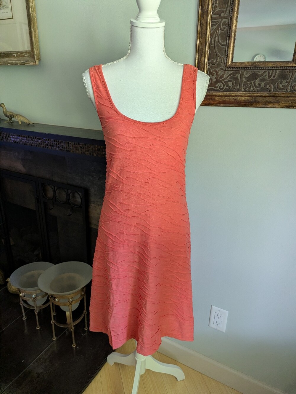 Toad & Co Dress Size Small Coral Samba Wave Tank Mini Organic Cotton Sleeveless